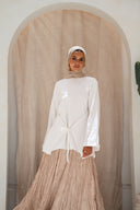 Dove Crushed Asymmetrical Skirt in Beige