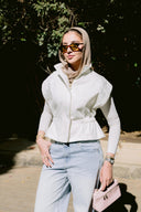 Contoured denim vest - off white