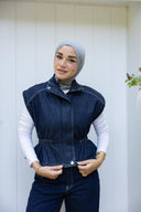 Contoured denim vest - dark blue