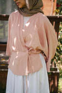 crossed muslin kimono - soft pink