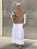multi buttons vest - camel