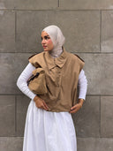 multi buttons vest - camel