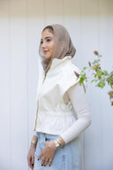 Contoured denim vest - off white