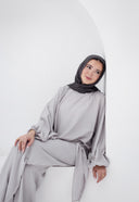 ribbon waisted set - gray