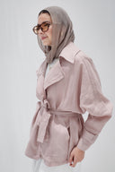 Belted linen cardigan