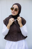 Contoured denim vest - dark brown