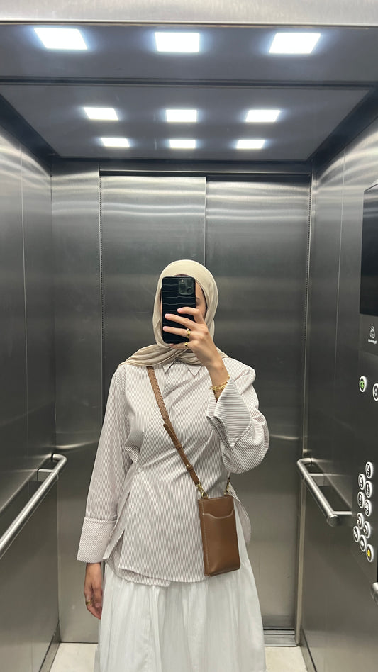 The Daily Stripped Shirt in Beige