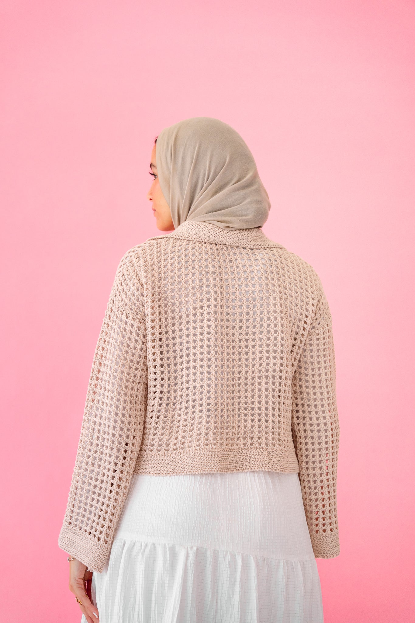 Sunset Walk Crochet Top in Beige