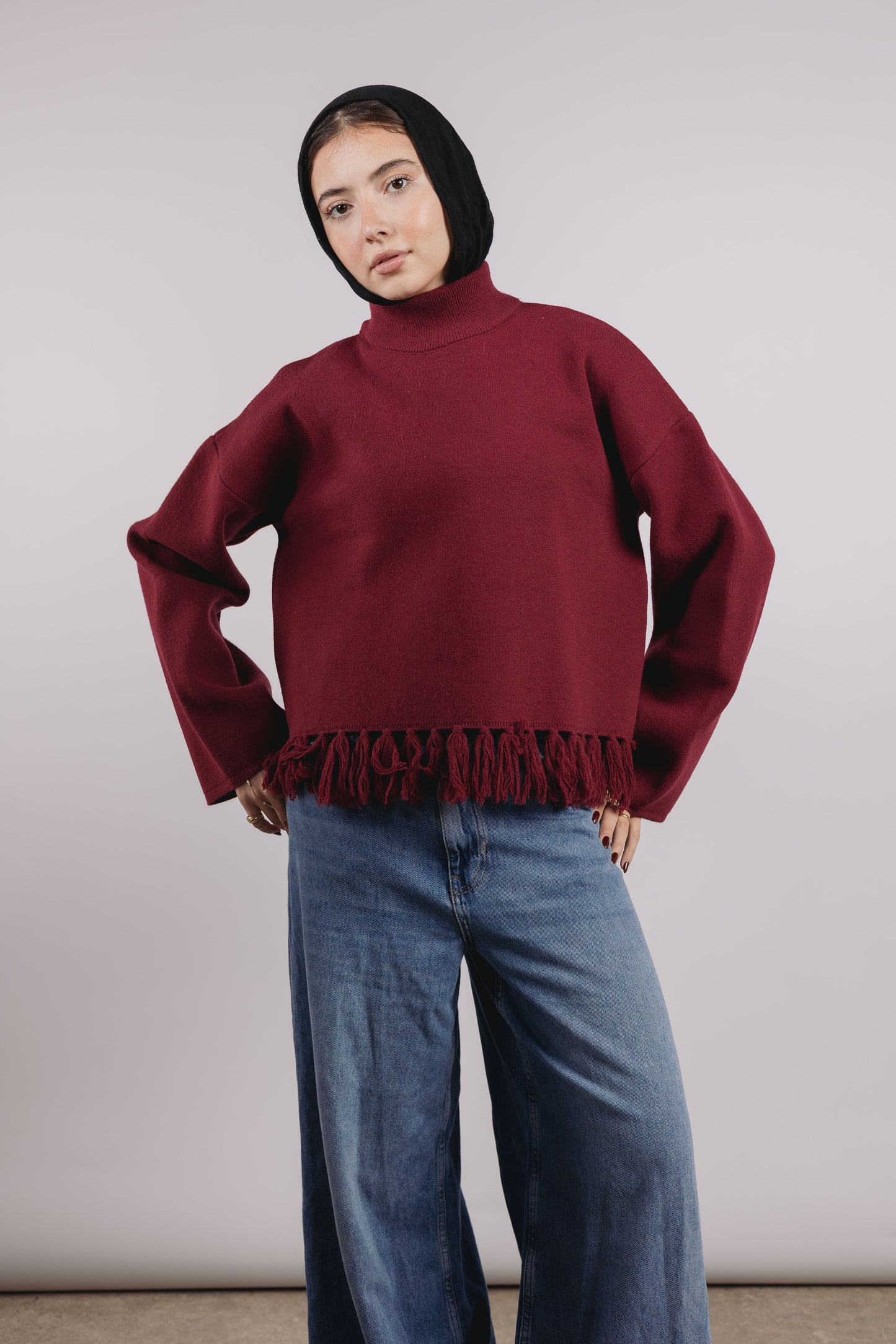 Dolly mock neck in maroon