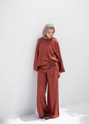ribbon waisted set - brick