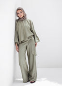 ribbon waisted set - olive