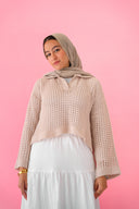 Sunset Walk Crochet Top in Beige