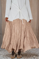 Dove Crushed Asymmetrical Skirt in Beige