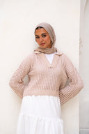 Sunset Walk Crochet Top in Beige