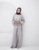 ribbon waisted set - gray