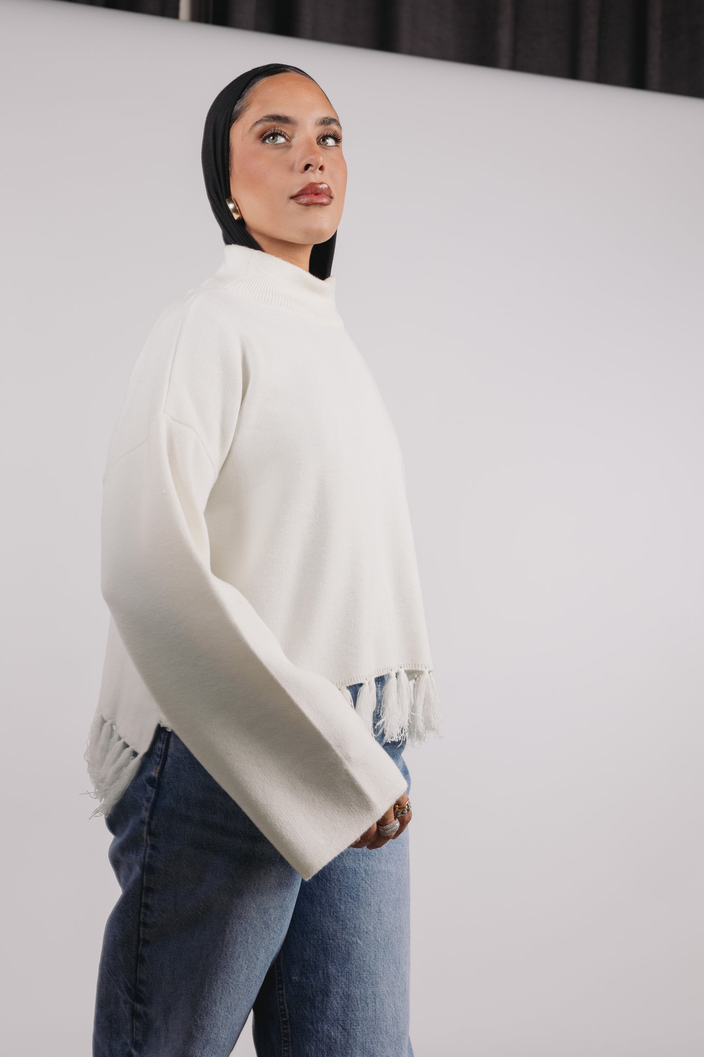 Dolly mock neck in off-white