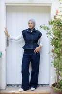 Contoured denim vest - dark blue