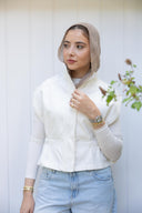 Contoured denim vest - off white