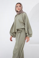 ribbon waisted set - olive