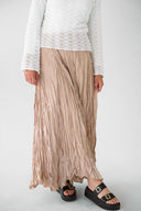 Dove Crushed Asymmetrical Skirt in Beige
