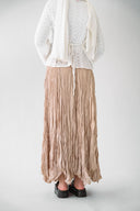 Dove Crushed Asymmetrical Skirt in Beige