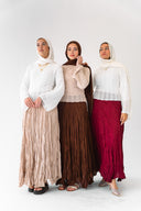 Dove Crushed Asymmetrical Skirt in Brown