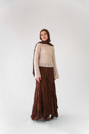 Dove Crushed Asymmetrical Skirt in Brown
