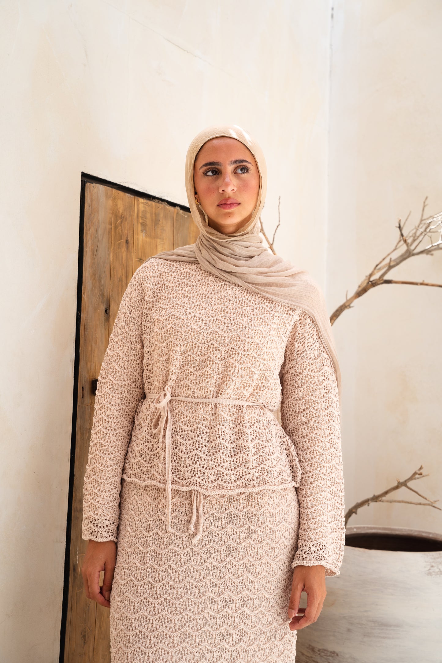 Seashell Crochet Set in Beige