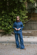 Soft denim set in navy blue
