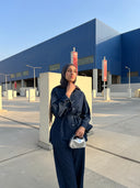 Soft denim set in navy blue