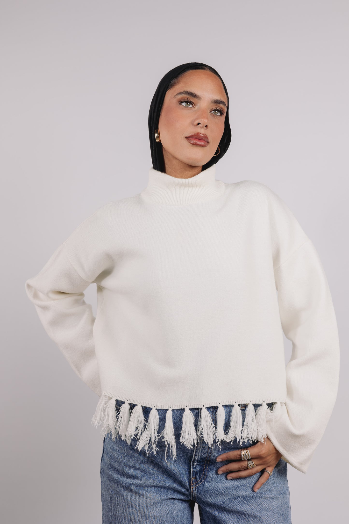 Dolly mock neck in off-white
