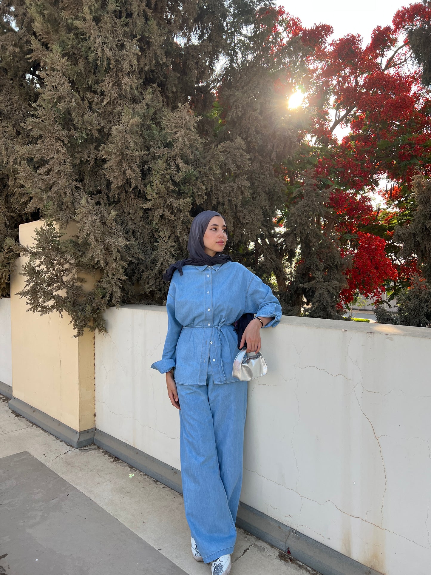 Soft denim set in light blue ( no belt included )