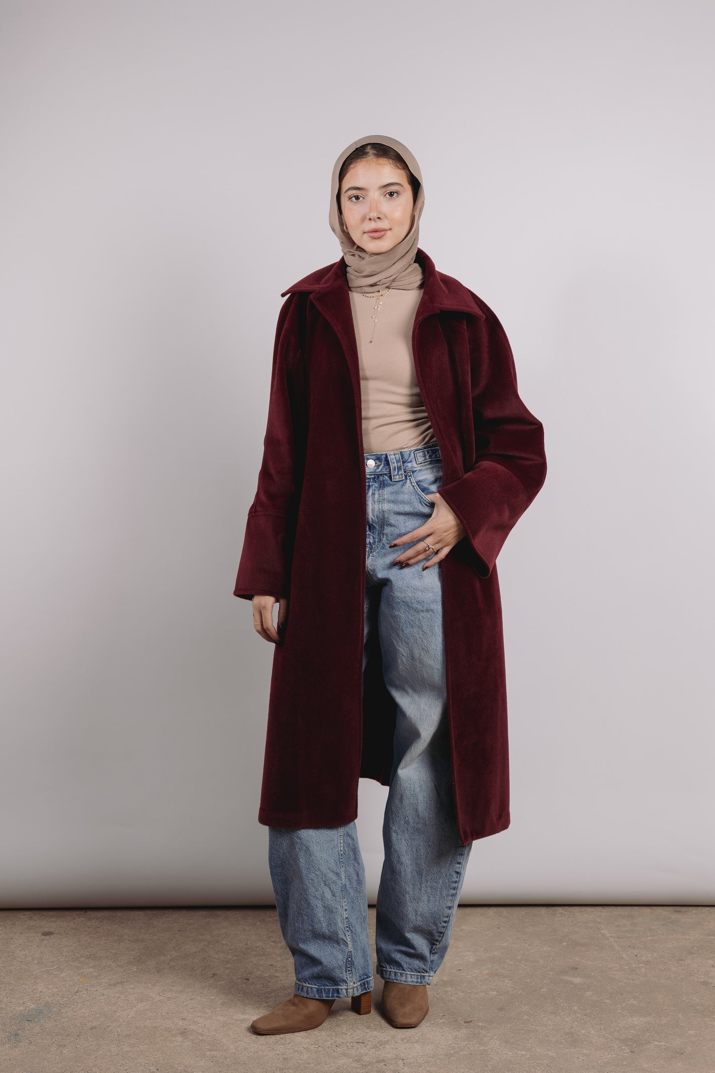 Self Made Coat in Maroon
