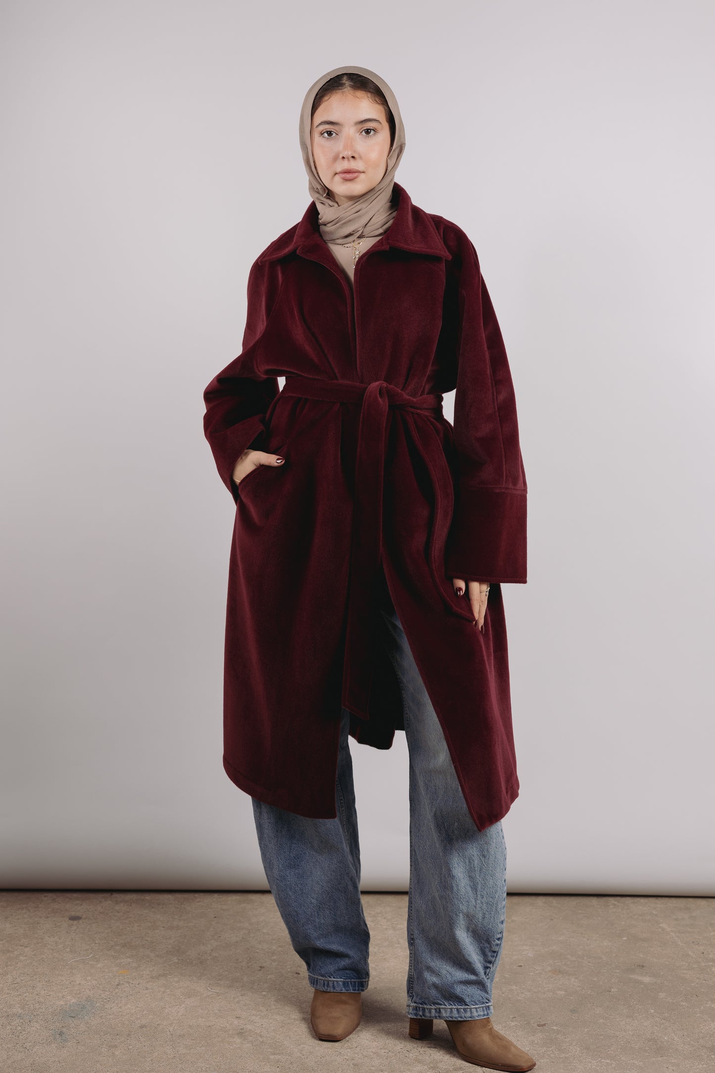 Self Made Coat in Maroon