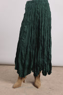 Dove Crushed Asymmetrical Skirt in Green